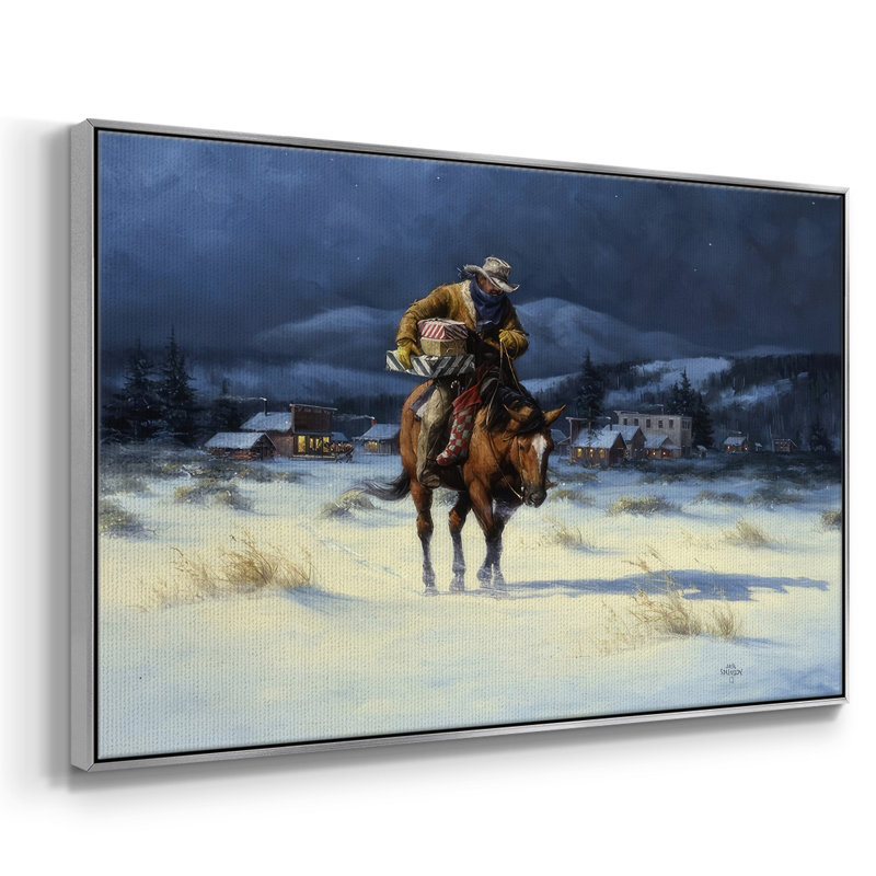 Ramener Noël à la maison, Papier avec cadre argenté, H 27 po x l 41 po x P 1,5 po