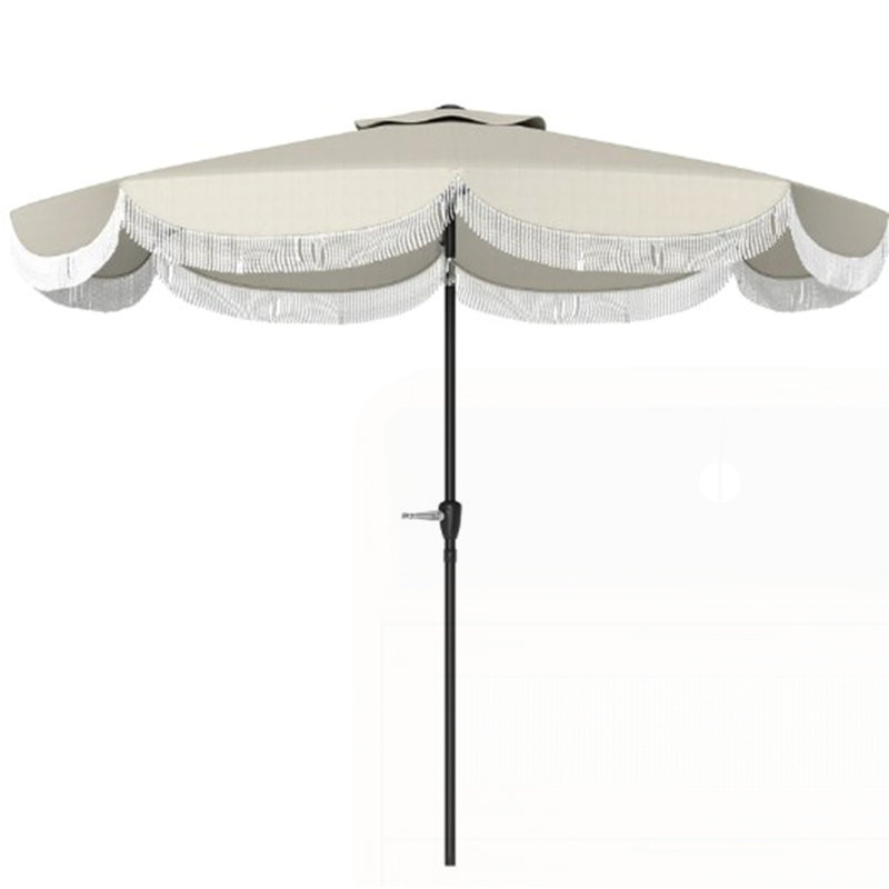 Parasol de table de patio ventilé avec manivelle, Gris clair, Noir