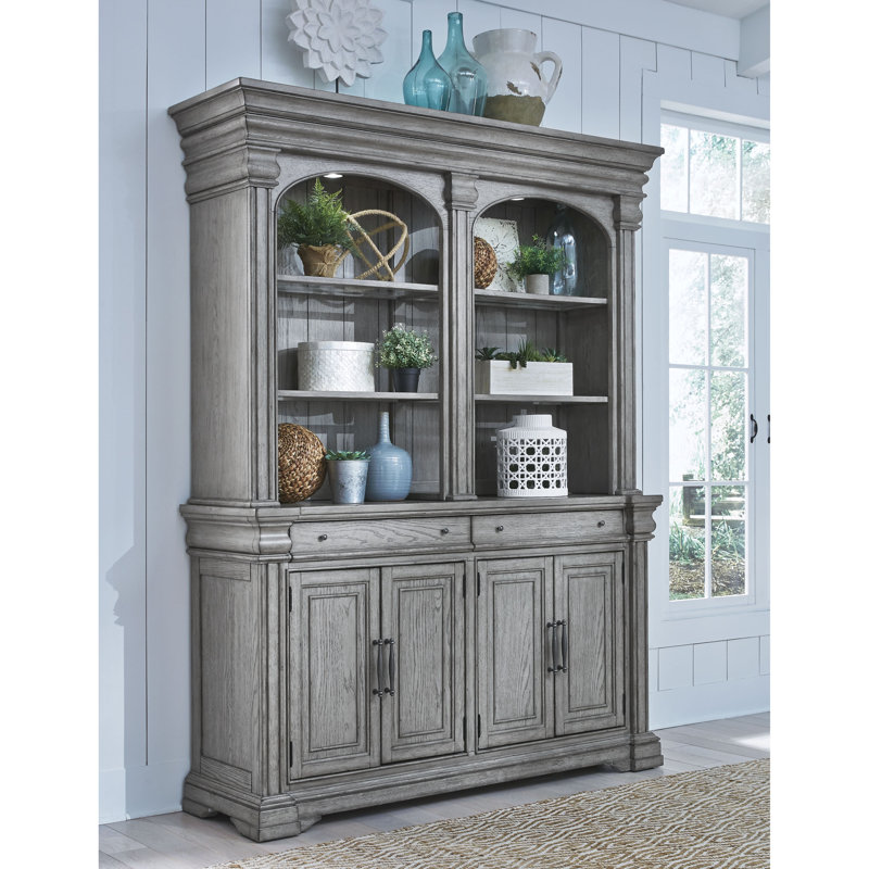 Jahanna 65.98'' Wide 2 Drawer Oak Solid Wood Server w/ Hutch