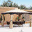 Auvent pour pavillon de jardin 10 pi x 12 pi avec support de patio à 2 et à cadre en acier, moustiquaire entièrement fermé, pour jardin