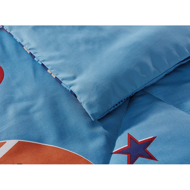 Full Blue Microfiber Sports Pattern Kids Comforter Set