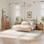 Ensemble de chambre à coucher 3 pièces, commode 5 tiroirs et 2 tables de chevet, brun