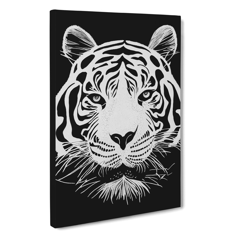 Monochrome Tiger No.3 - Wrapped Canvas, 60cm H x 40cm W x 3cm D