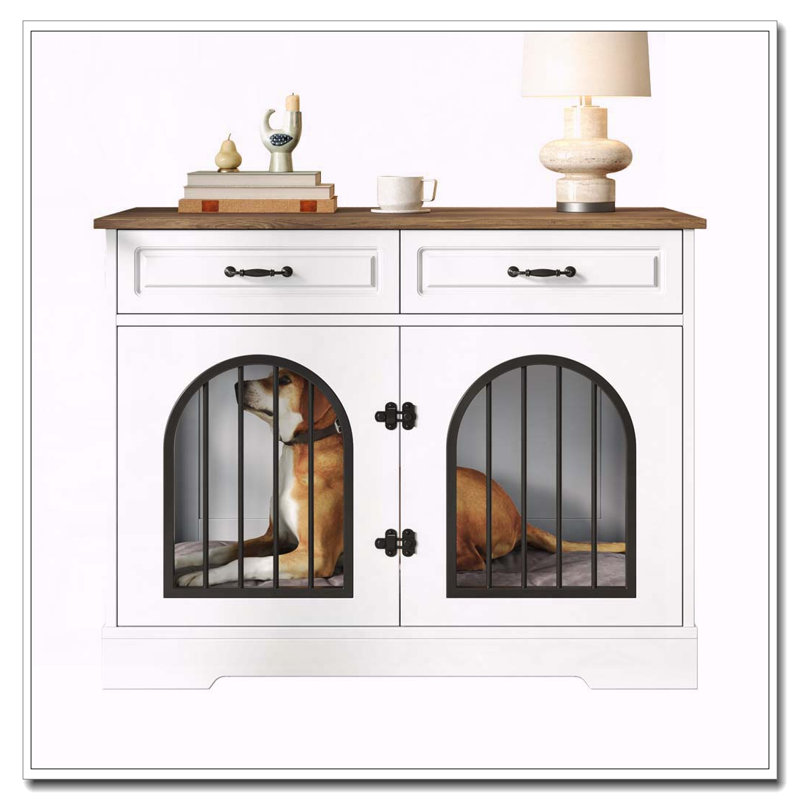Caisse de ferme pour chien, 70,8 po brun + blanc