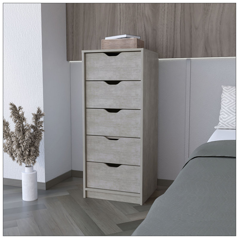 Commode Kamran, chambre à coucher, béton, Chêne