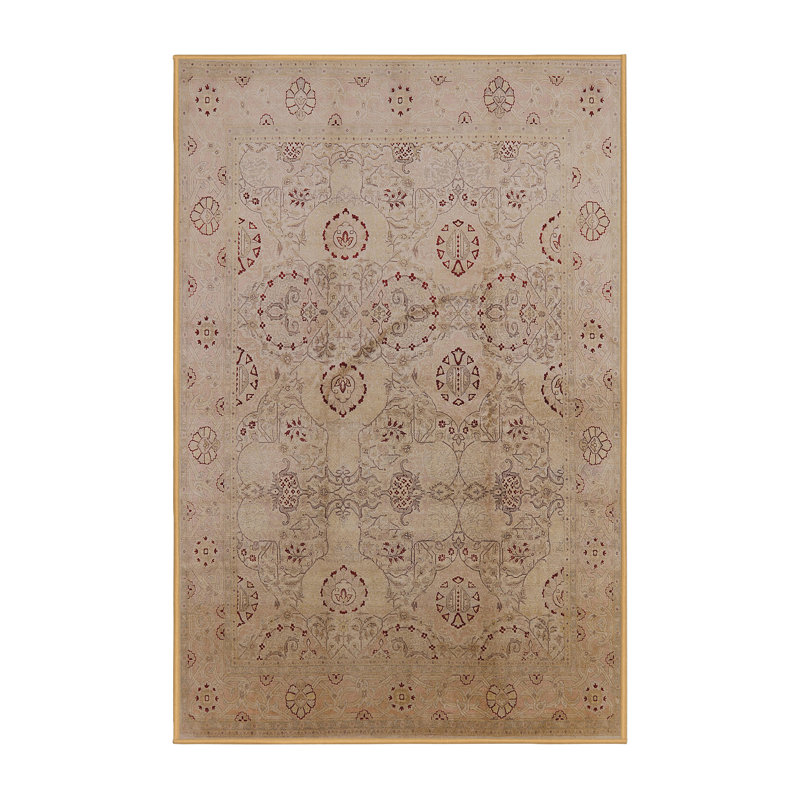 Tapis brun à motif floral Taki, Rectangle 7 pi x 10 pi