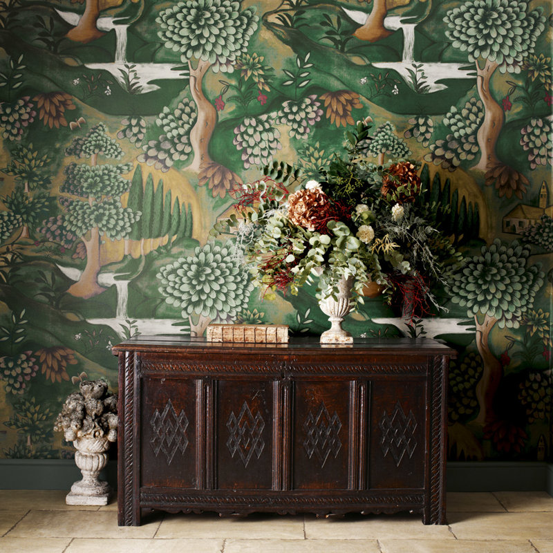 Verdure Wallpaper, Lead Blue