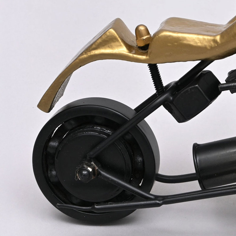 Classic Black Motorcycle Model Sculpture | Decorative Table Accent