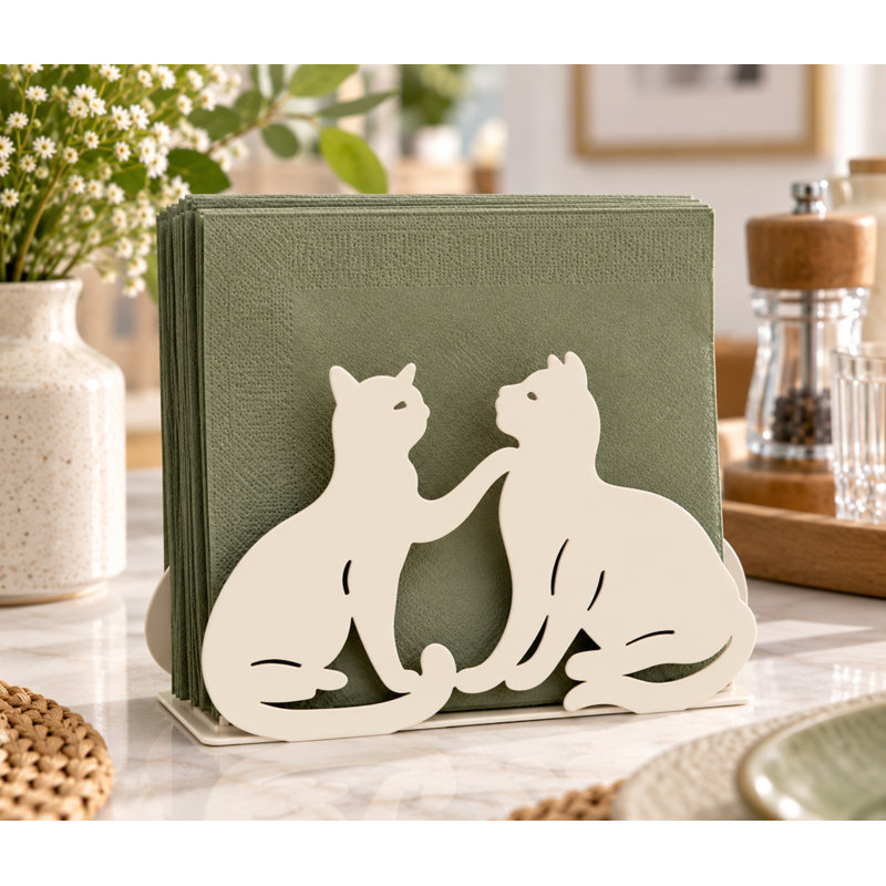Cat Napkin Holder, White