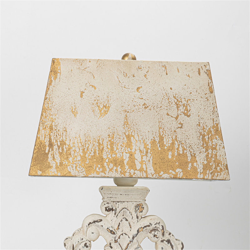 Rustic Vintage Table Lamp With Distressed Finish, 27.56" Tall, Elegant White Decor Light