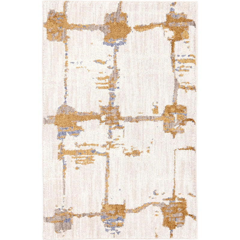 Artisan Mirage Abstract Blue and Gold Area Rug, 5'3" x 7'10"