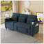 Canapé-lit 3 personnes pliable 3-en-1 avec table, ports USB et accoudoirs de rangement, tissu chenille de haute qualité-1603161899