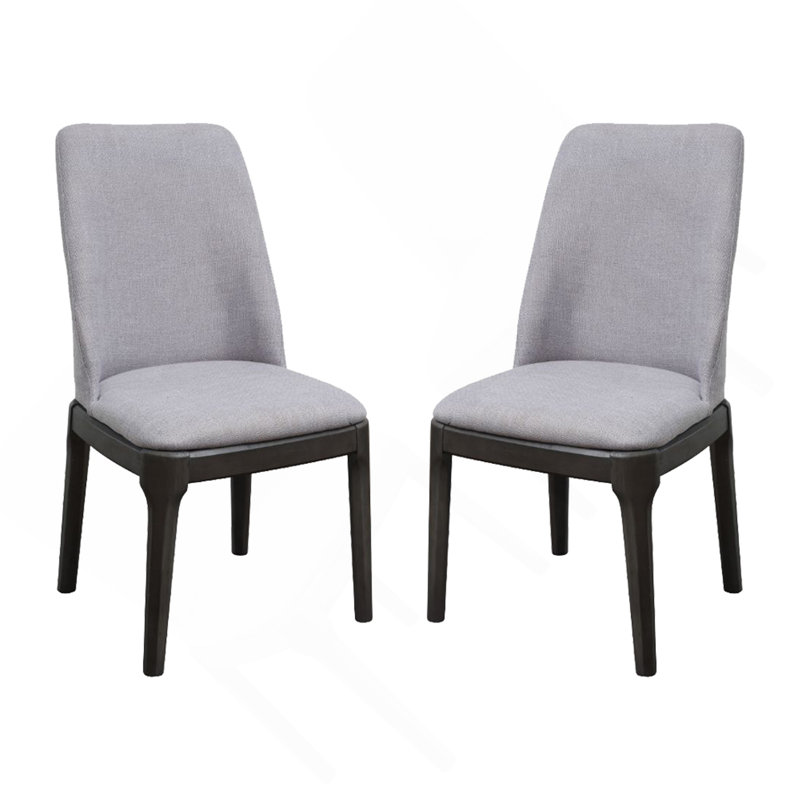 Ensemble de 2 chaises de salle à manger avec siège et dossier rembourrés en lin gris clair et chêne gris