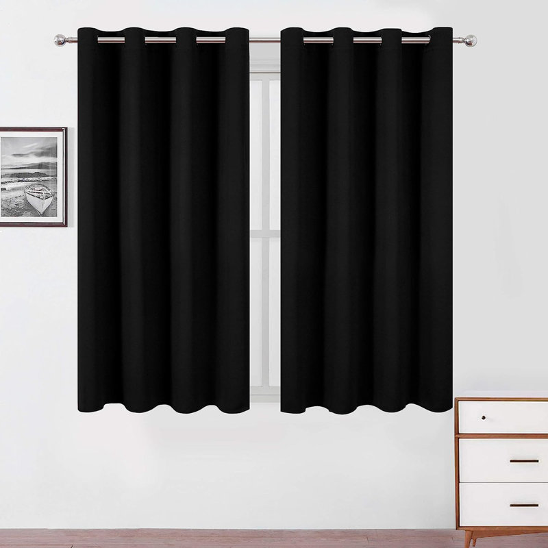 Erfried Blackout Curtain Pair, 52" W x 63" L, Black
