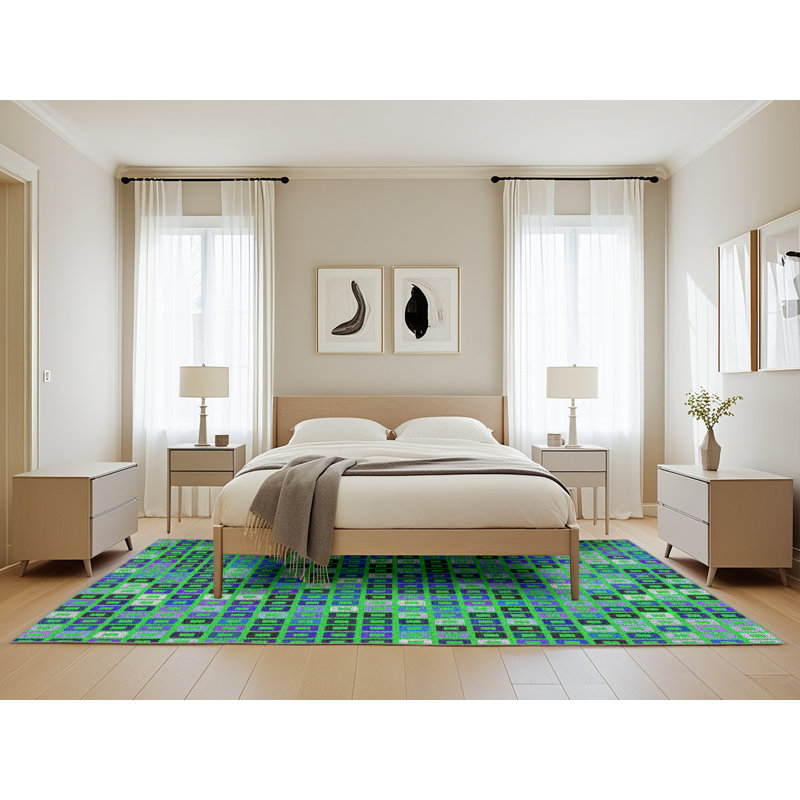 Tapis vert tissé à la machine, Rectangle de 5 pi x 8 pi