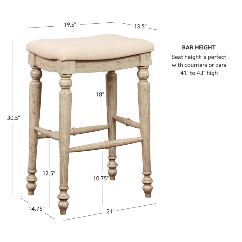 Marino 30" White Wash Elegant Turned Leg Wood Bar Stool