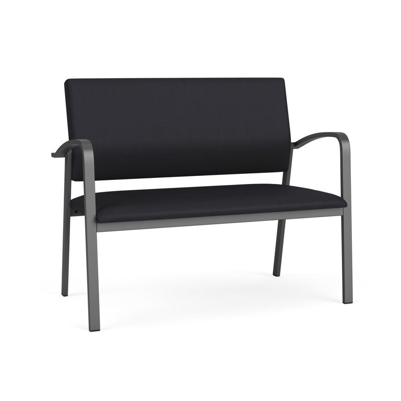 Newport Waiting Reception Loveseat Metal Frame, Patriot Plus Black - Wipe Clean Vinyl, Charcoal