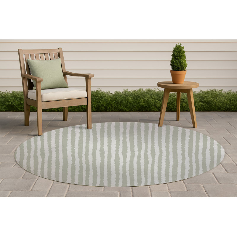 Long Gen Non-Slip Outdoor Rug, Round 5'