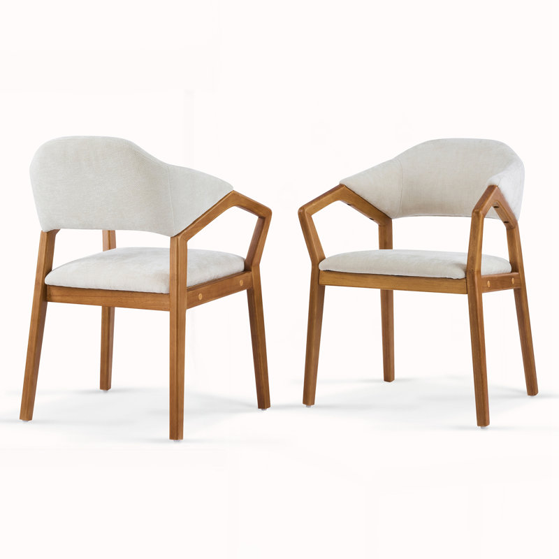 Ensemble de 2 chaises de salle à manger d'intérieur, Beige