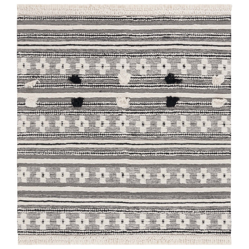 Judsonia 282 Area Rug In Black / Ivory, Square 6'