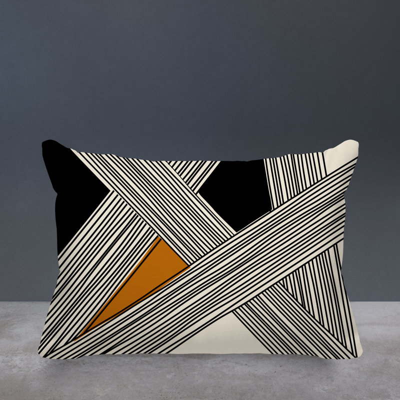 Cassie Abstract Outdoor Reversible Throw Pillow, Orange, 18"H x 25"W