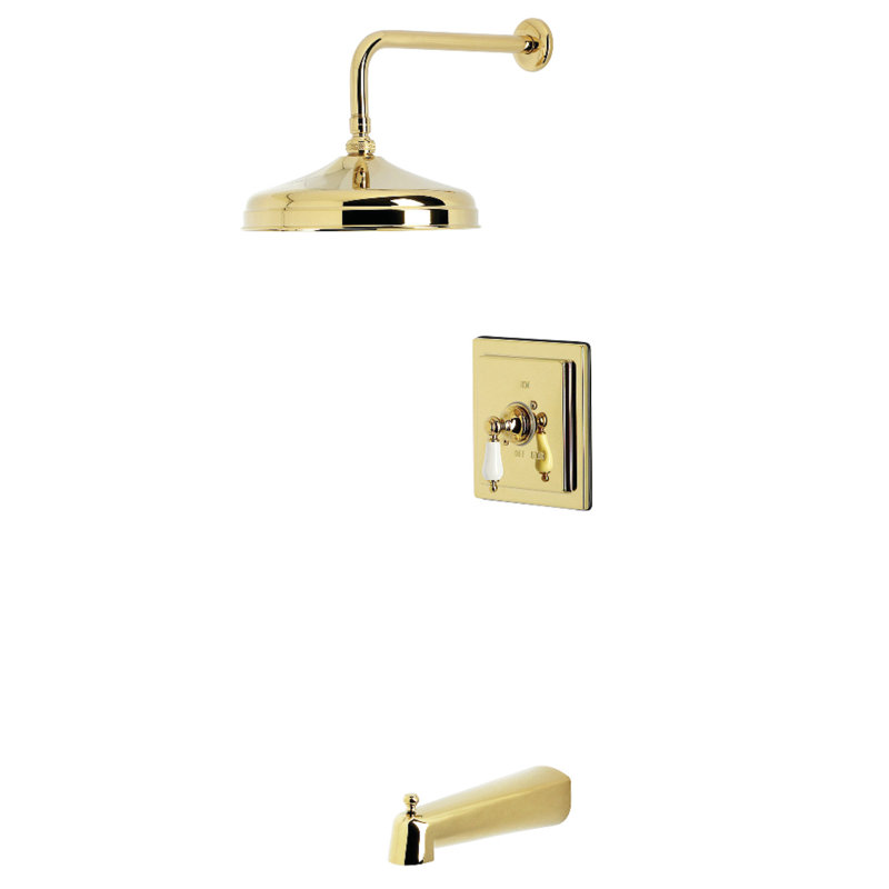 Robinet de baignoire et de douche à pression équilibrée à poignée simple Kingston Brass, Laiton poli