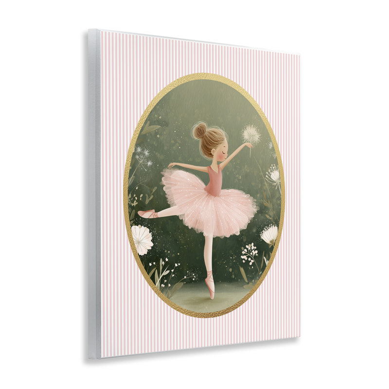 Plaque murale verte et rose avec ballerine, design par Christine Simpson Art
