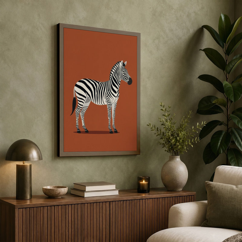 Zebra in Profile Modern - Wrapped Canvas, 36x24 - 91.4 x 61.0 cm, Cream Border