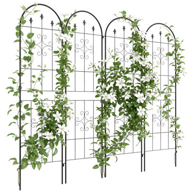Elegant Arrow Design Metal Garden Trellis Set Of 4, 50X180cm Sturdy Plant Support For Climbing Vines, Flowers & Vegetables