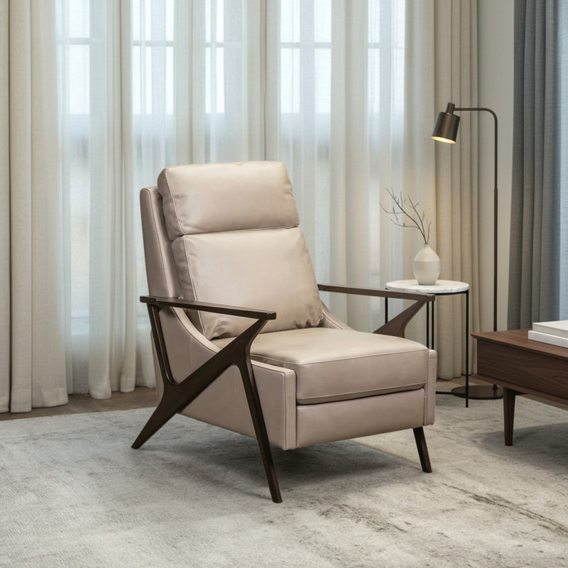 Fauteuil inclinable en cuir Muril, Brun clair