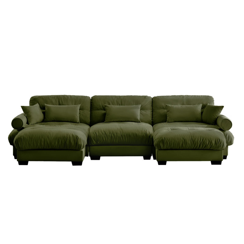 Modular Sectional Sofa, Olive Green Velvet