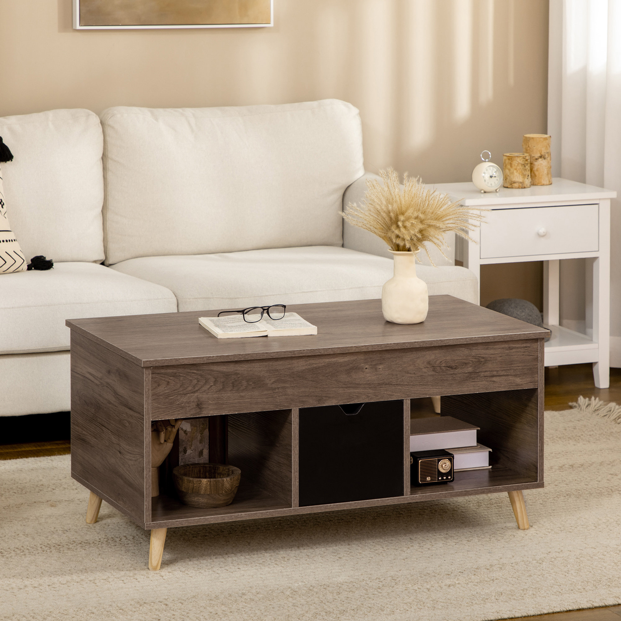 Latitude Run® Lift Top 4 Legs Coffee Table with Storage - Wayfair Canada