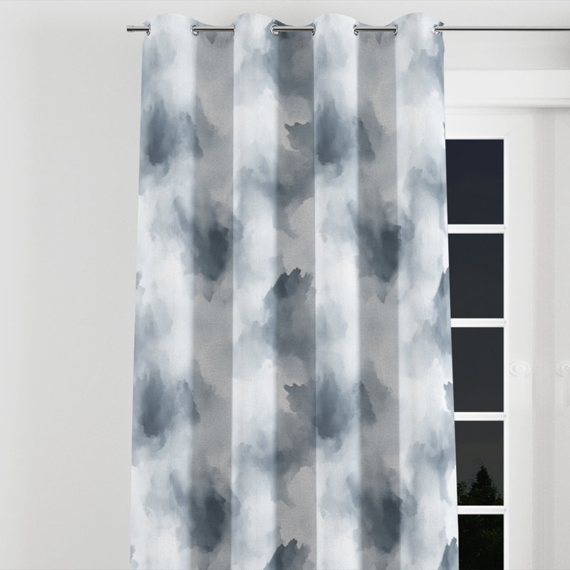 Panneaux de rideaux abstraits - gris avec œillets Borreri - 1 panneau, L 52 po x L 120 po, Œillets argentés