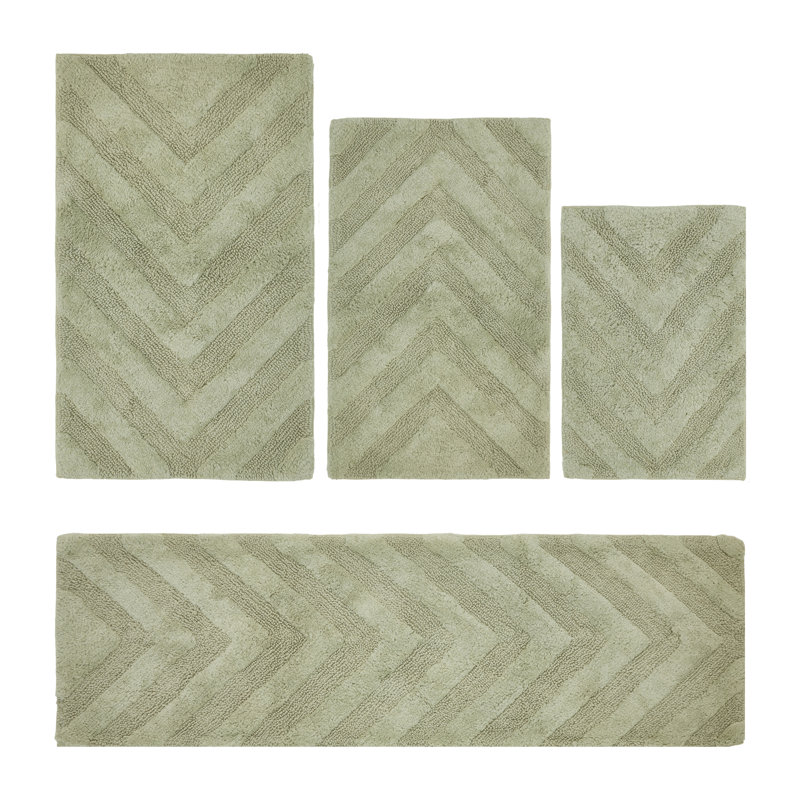 Hugo Premium 100% Cotton 2370 GSM 4-Piece Tufted Bath Rug Set with Non-Slip Spray Latex Backing, OEKO-TEX® Certified, Super Absorbent & Machine Washable, Sage