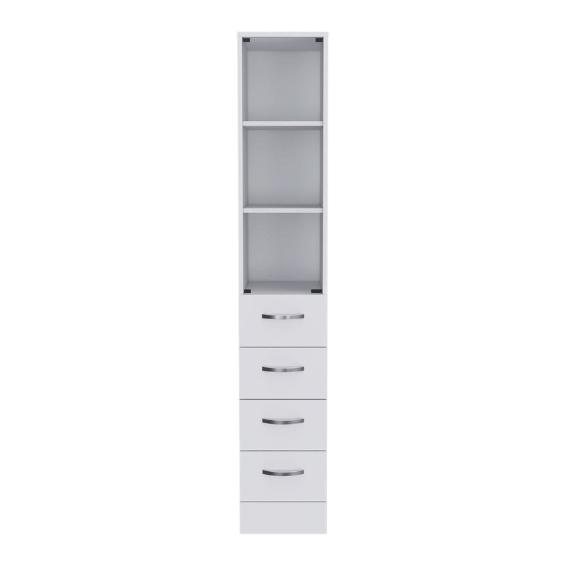 Armoire à linge blanche à 3 tiroirs et 3 tablettes