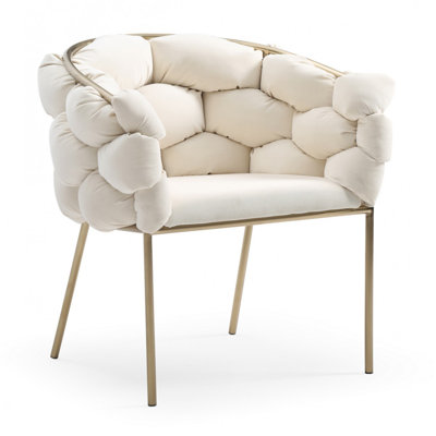  Chaise rembourrée en tissu et laiton Kingston
