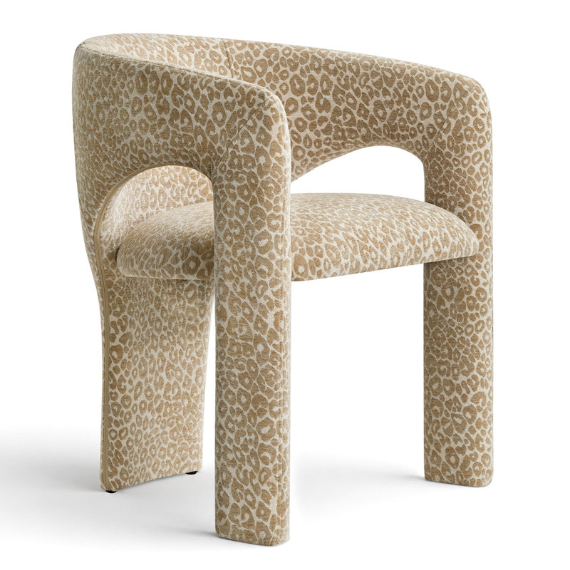 Chaise de bureau rembourrée avec accoudoirs Leopard, Beige