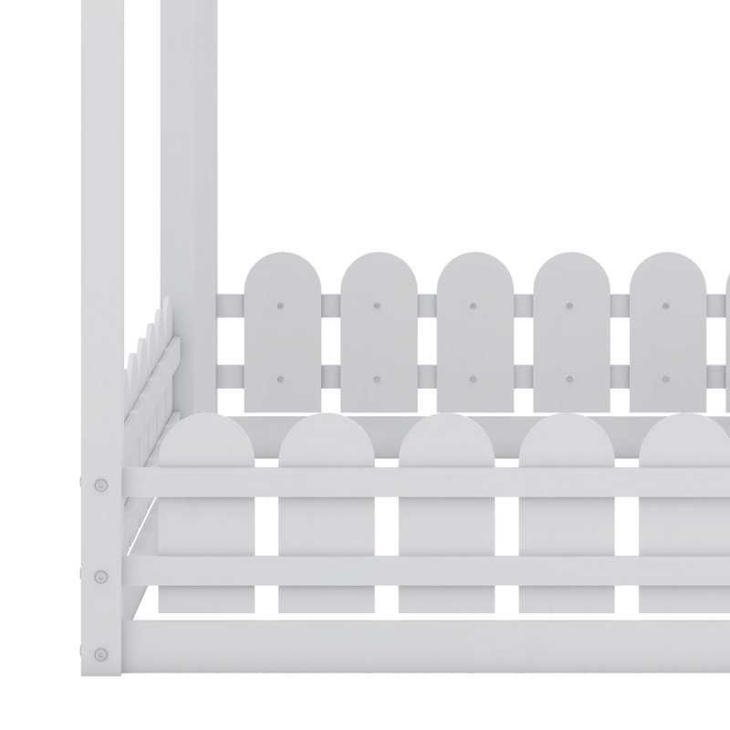Wood Bed House Bed Frame With Fence