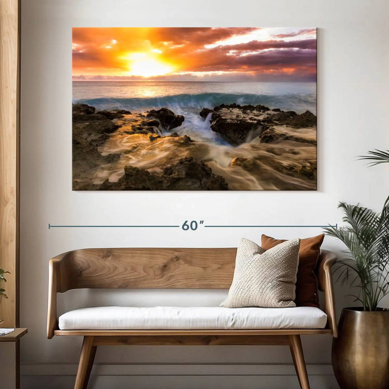 Gillard Beach au coucher du soleil, H 34 po x l 51 po