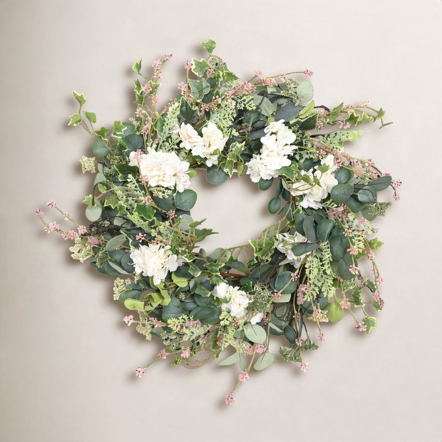 26" Handcrafted Eucalyptus Hydrangea Wreath