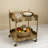 Two-Tier Bar Cart With Locking Wheels, Moroccan Embossed Design And Gold Finish For Vintage Glam And Eclectic Decor
