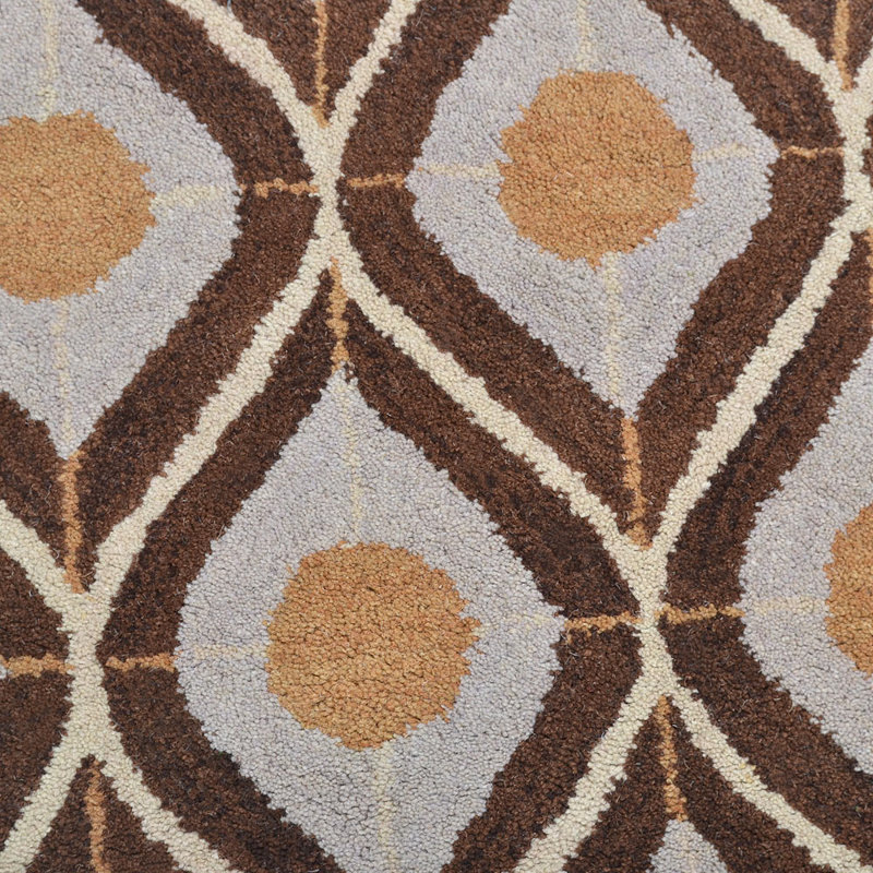Durnan Hand Tufted Wool Eco-Friendly Round Area Rugs - Round, Beige Brown Color, Geometric Modern Design, High Pile Thick Handmade Anti Skid Area Rugs for Living Room, Bed Room 
