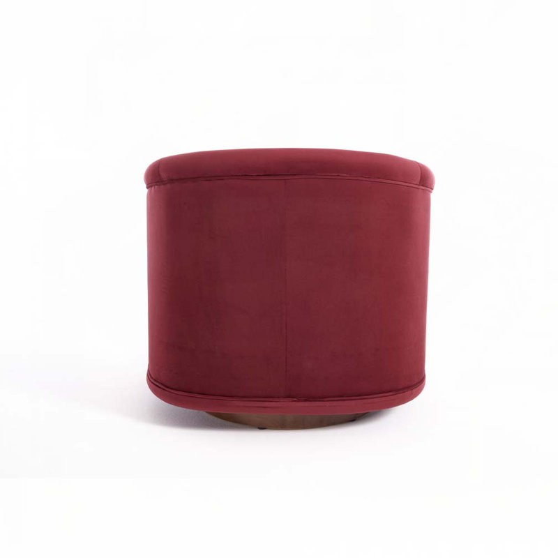 30.71" Swivel Barrel Chair with Teddy Upholstery, Wine Red