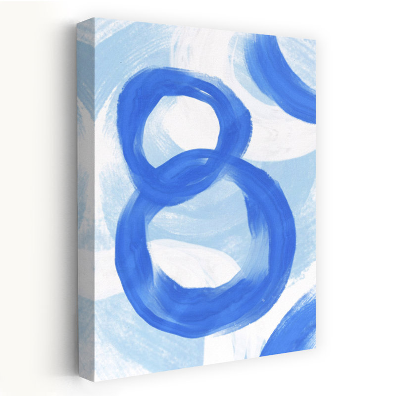Flowing Blue Circles Abstract Contemporary Modern Wall Art Print by Martina - Wrapped Canvas Print, 60.96cm H x 40.64cm W