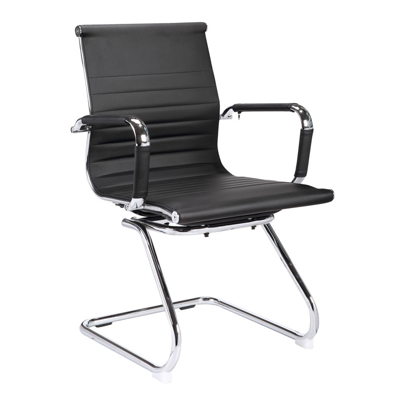 Ralphio 55" W Seat Waiting Room Chair with Metal Frame, Black