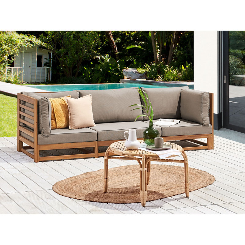 Cassie 235cm Wide Rectangle Wood Patio Sofa with Cushions