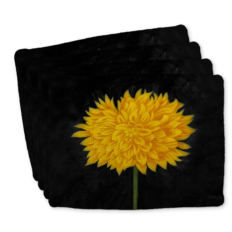 Ensemble de 4 napperons en polyester tressé jaune