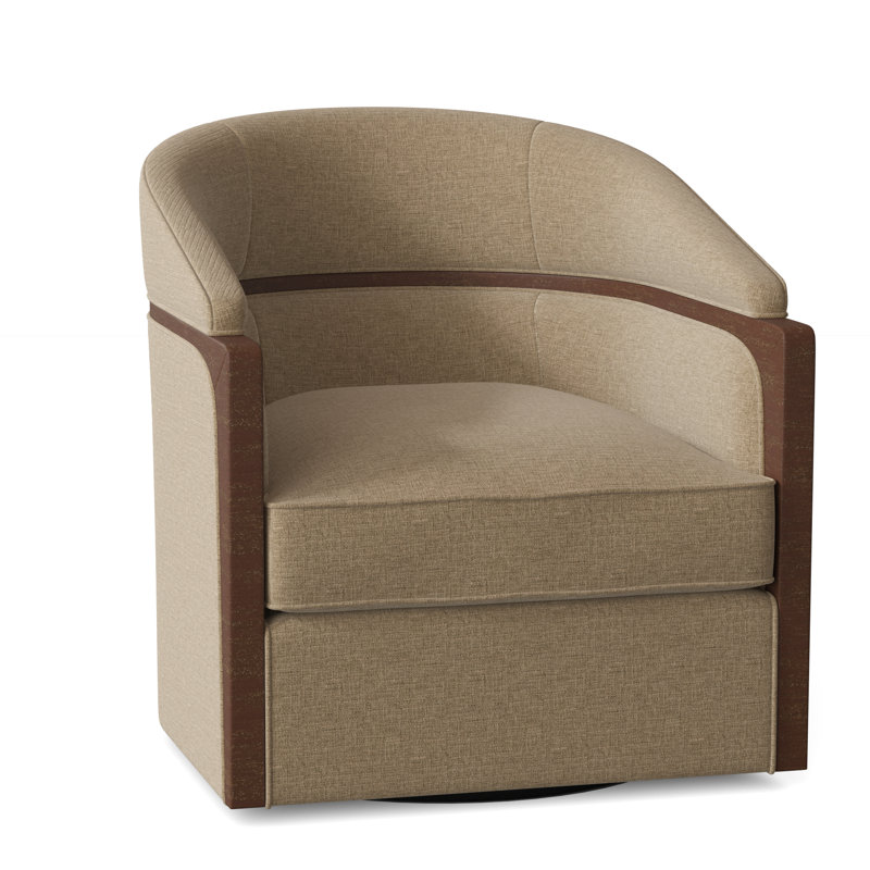 Forester Upholstered Swivel Barrel Chair, Straw (3162 08), Almond Buff