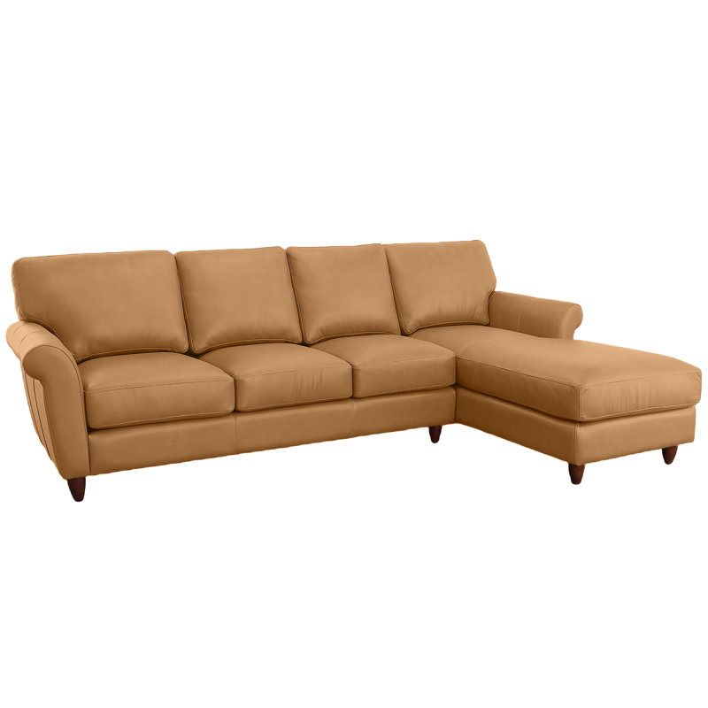 Canapé modulaire en cuir véritable Cherish, Face à la droite, Cuir véritable caramel