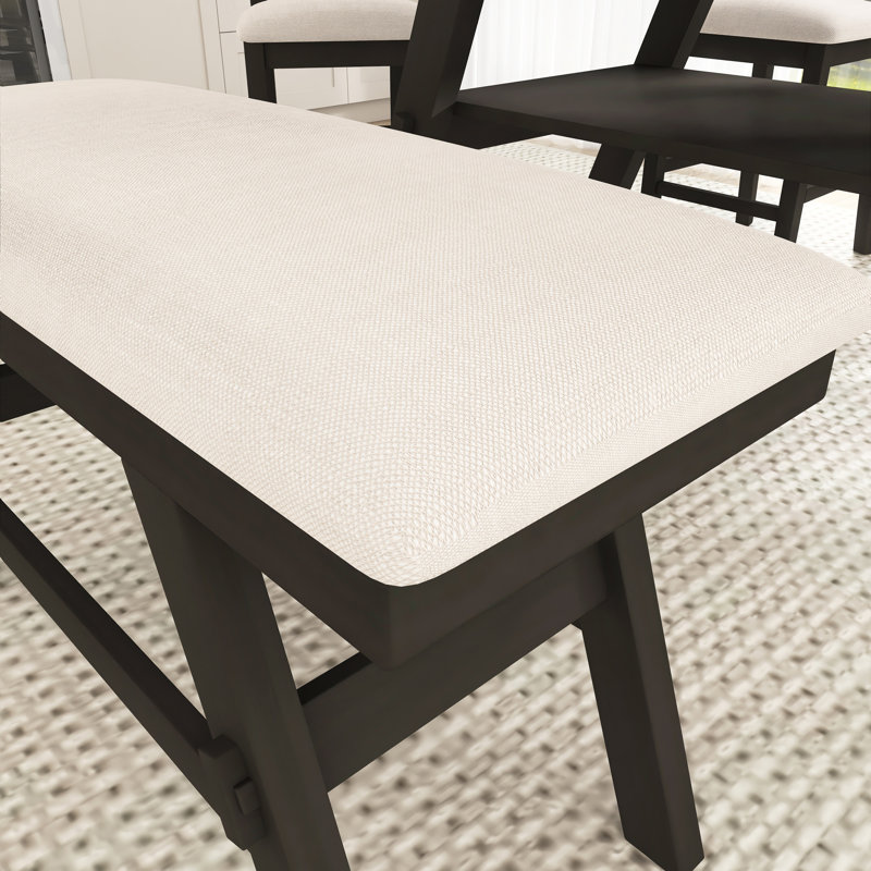 6-Piece Farmhouse Dining Table Set With Bench, Espresso